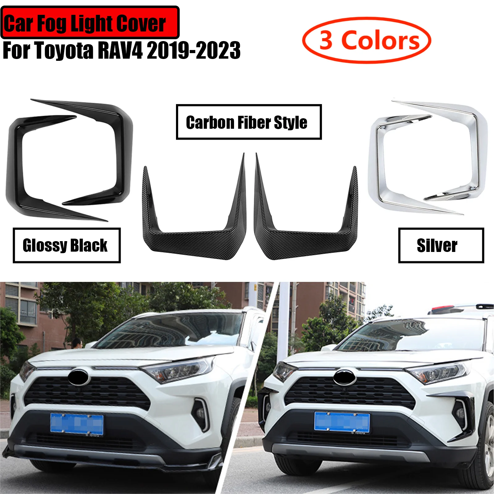 

For Toyota RAV4 2019 2020 2021 2022 2023 Car Front Fog Light Cover Lamp Front Eyebrow Spoiler Trim Wind Knife Blade Cover