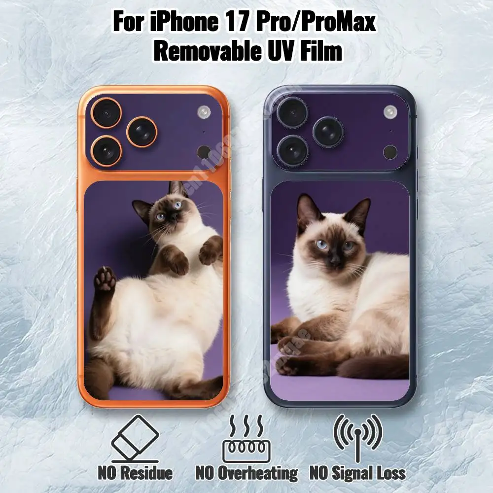 

Siamese Cat Removable UV Film for iPhone 17 Pro 17 ProMax Back Cover