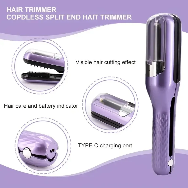 Recortador de pelo dividido inalámbrico recargable, elimina el cabello dañado, repara el cuidado del cabello, regalo del Día de San Valentín para niñas