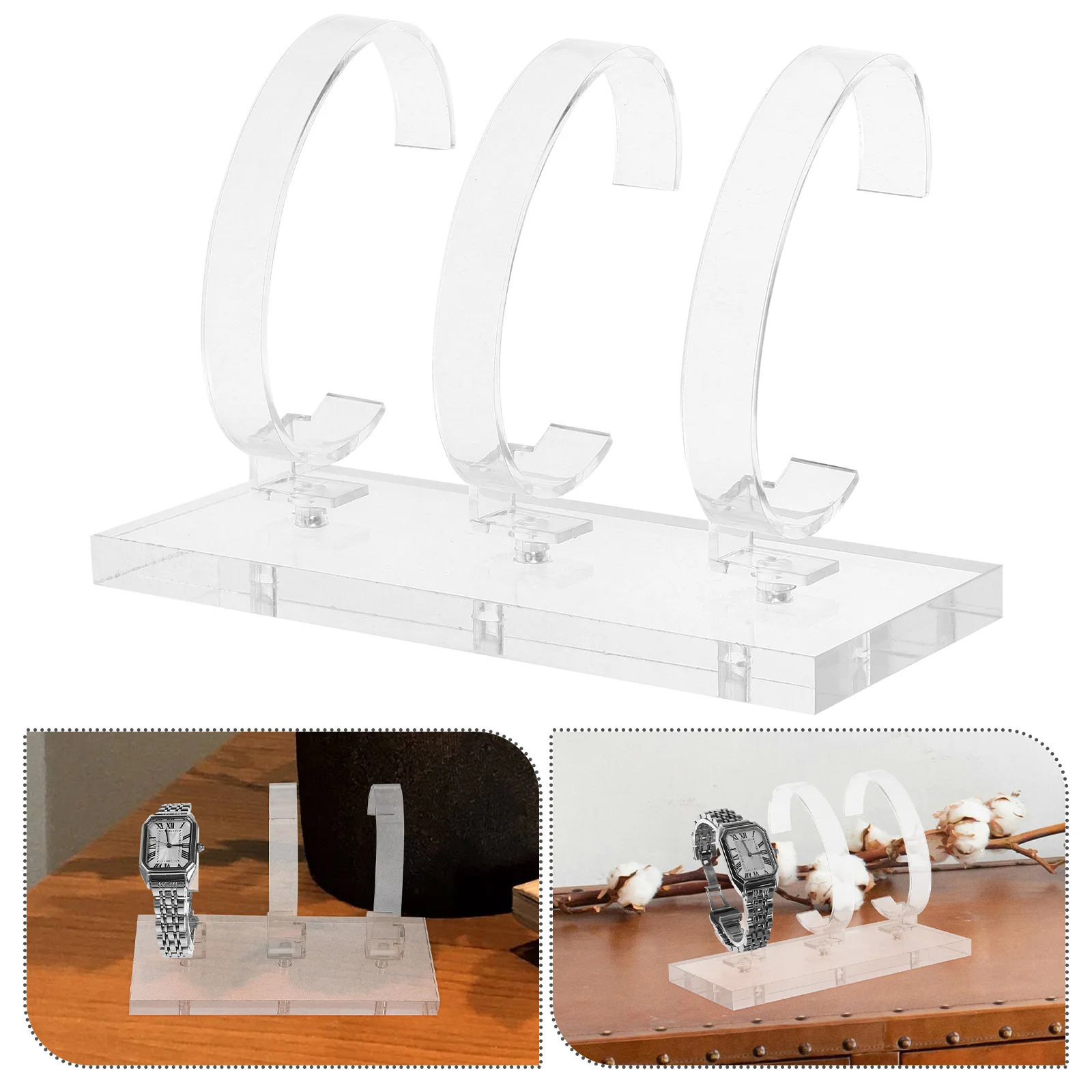 

Clear Acrylic Watch Display Stand Jewelry Storage Wrist Watch Rack Lightweight Transparent Tabletop Holder For Retail Store Shop