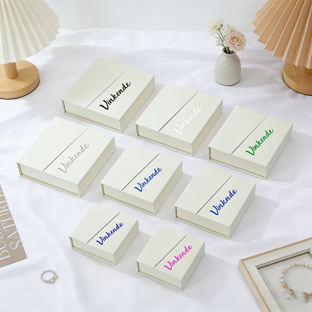 

50 шт. подарочных коробок для ювелирных изделий с индивидуальным логотипом, роскошные картонные органайзеры для украшений с двумя магнитными дверцами для ожерелий, серег и колец