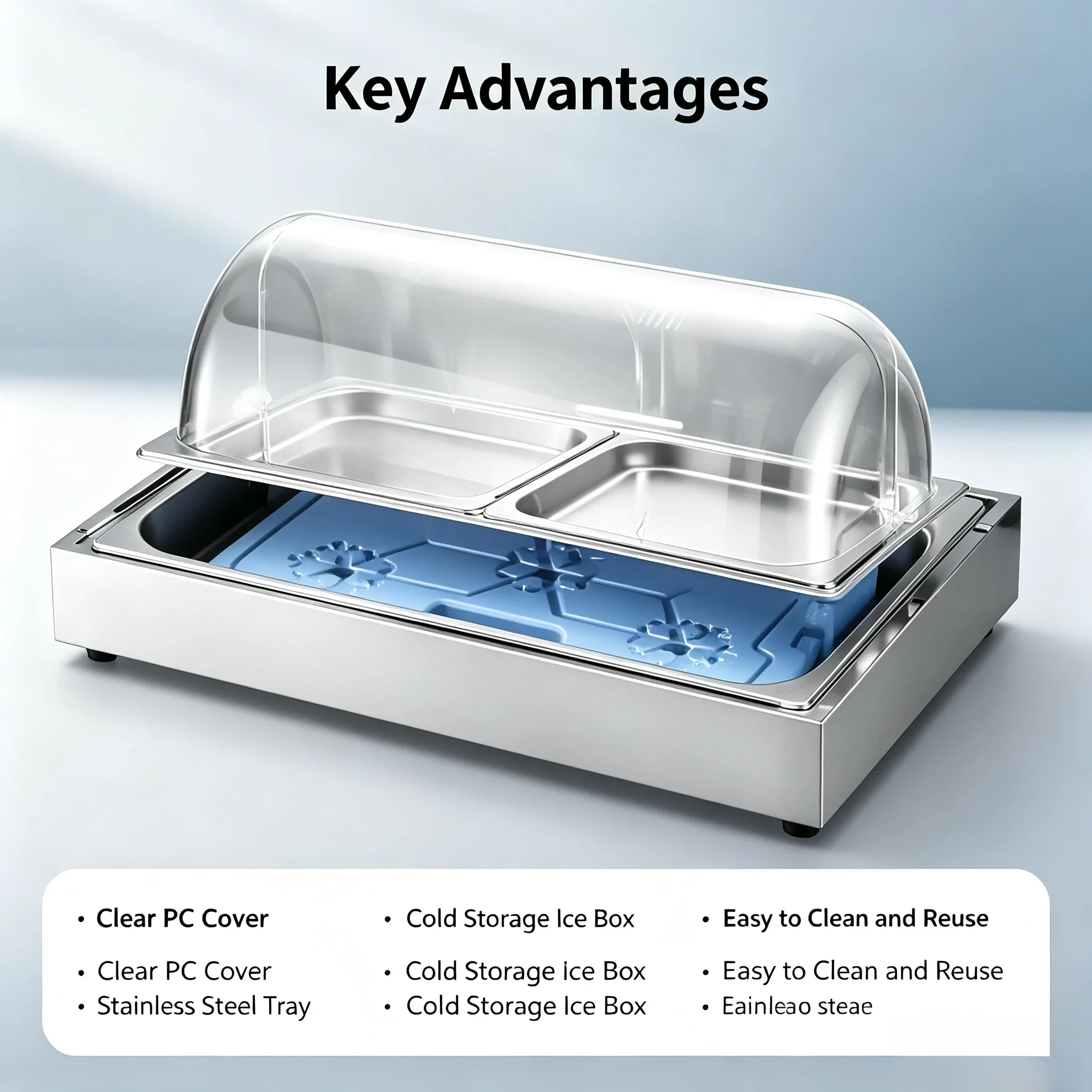Commercial Chilled Food Display Table, Refrigerated Seafood Buffet Counter Fresh-Keeping Ice Table for Hotel Catering Restaurant