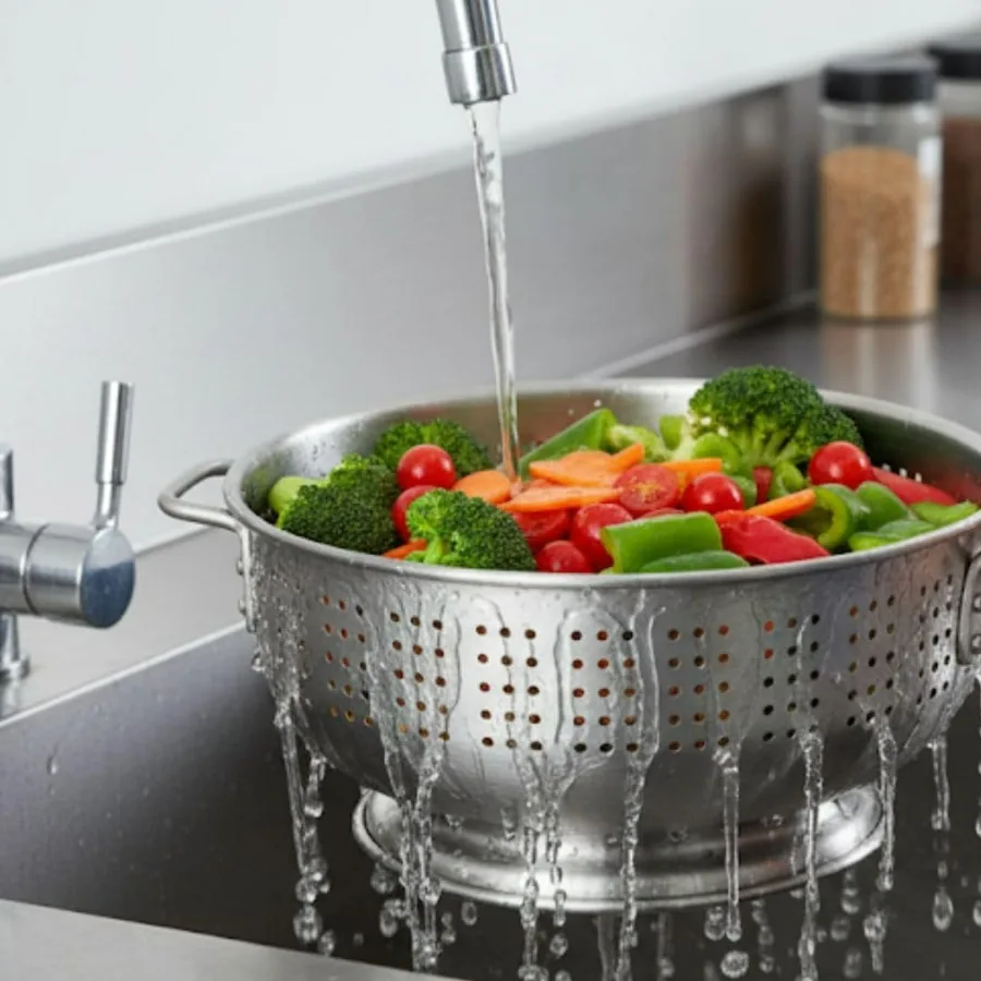 16 Qt. Aluminum Colander with Handles- Kitchen Colander Self-Draining Solid Base Colanders for Pasta Spaghetti Berry Fruit Veget