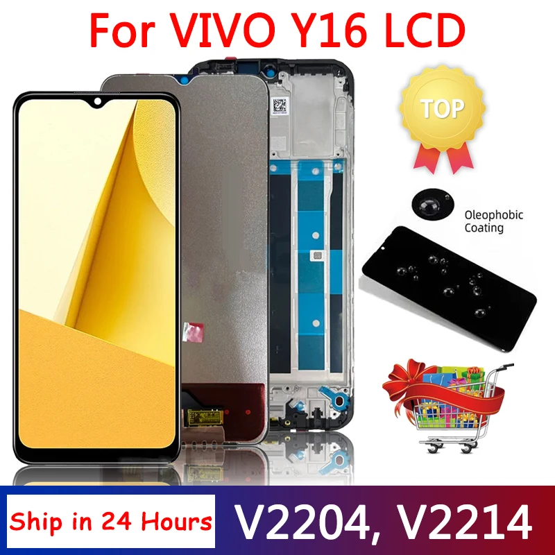 

6.51"Inch New Y16 Display Screen For Vivo Y16 LCD V2204 V2214 Display Touch Digitizer Replacement Parts With Frame