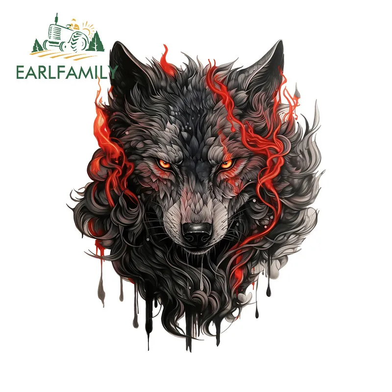 EARLFAMILY Wolf Autoaufkleber Modische Okklusion Scratch Motorrad Surfbrett Vinyl Aufkleber Persönlichkeit Autotürschutz