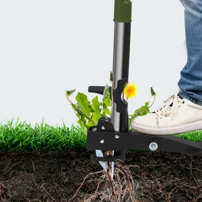 أداة إزالة جذور الأعشاب مع 4 مخالب ودواسة قدم للحديقة أداة إزالة الأعشاب اليدوية المحمولة للعشب في الهواء الطلق