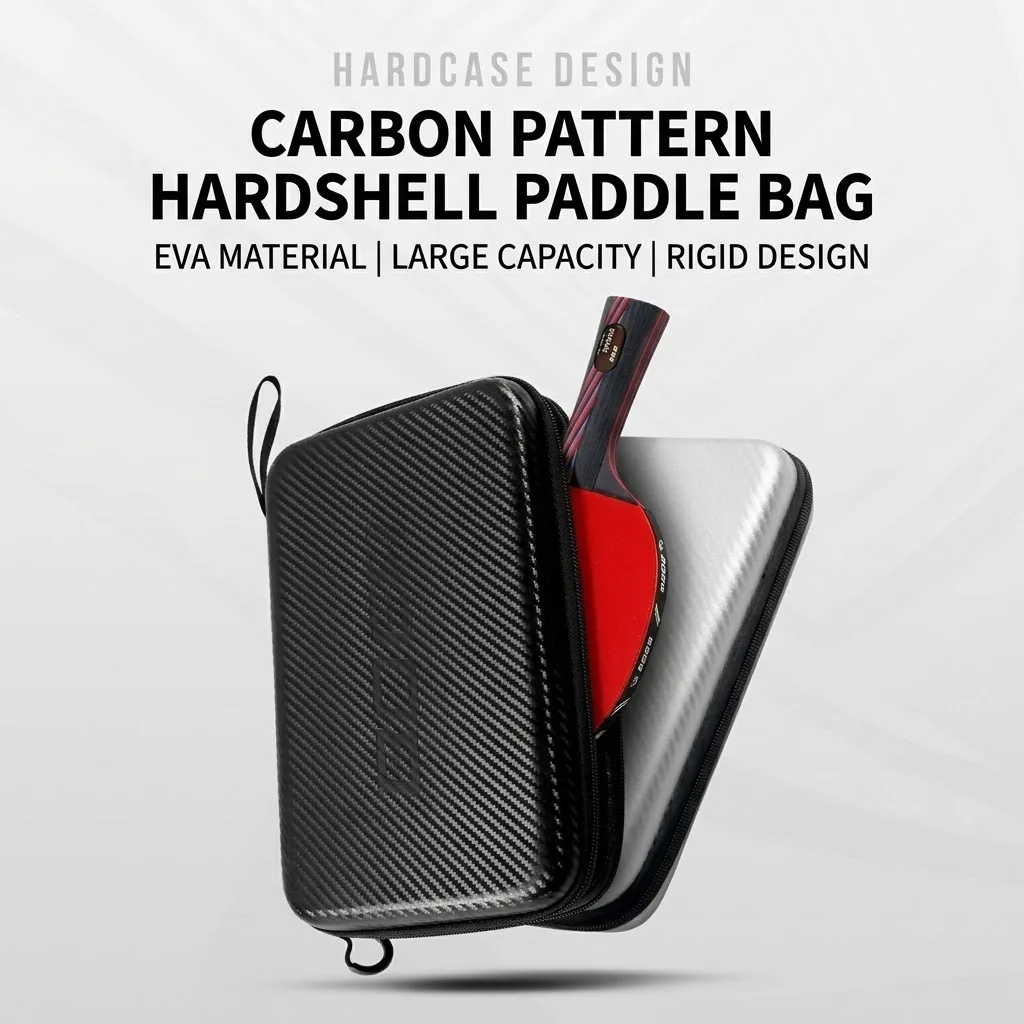 Boer Table Tennis Racket Bag Eva Hard Shell Square Bag, Large Capacity Compartmentalized Hard Table Tennis Racket Bag view 3