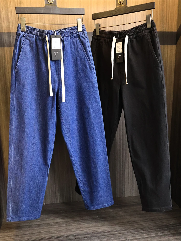 

Весна 2025: Мужские модные свободные прямые джинсы из хлопка и аммиака, приятные для кожи, винтажные длинные джинсы со средней талией цвета индиго...