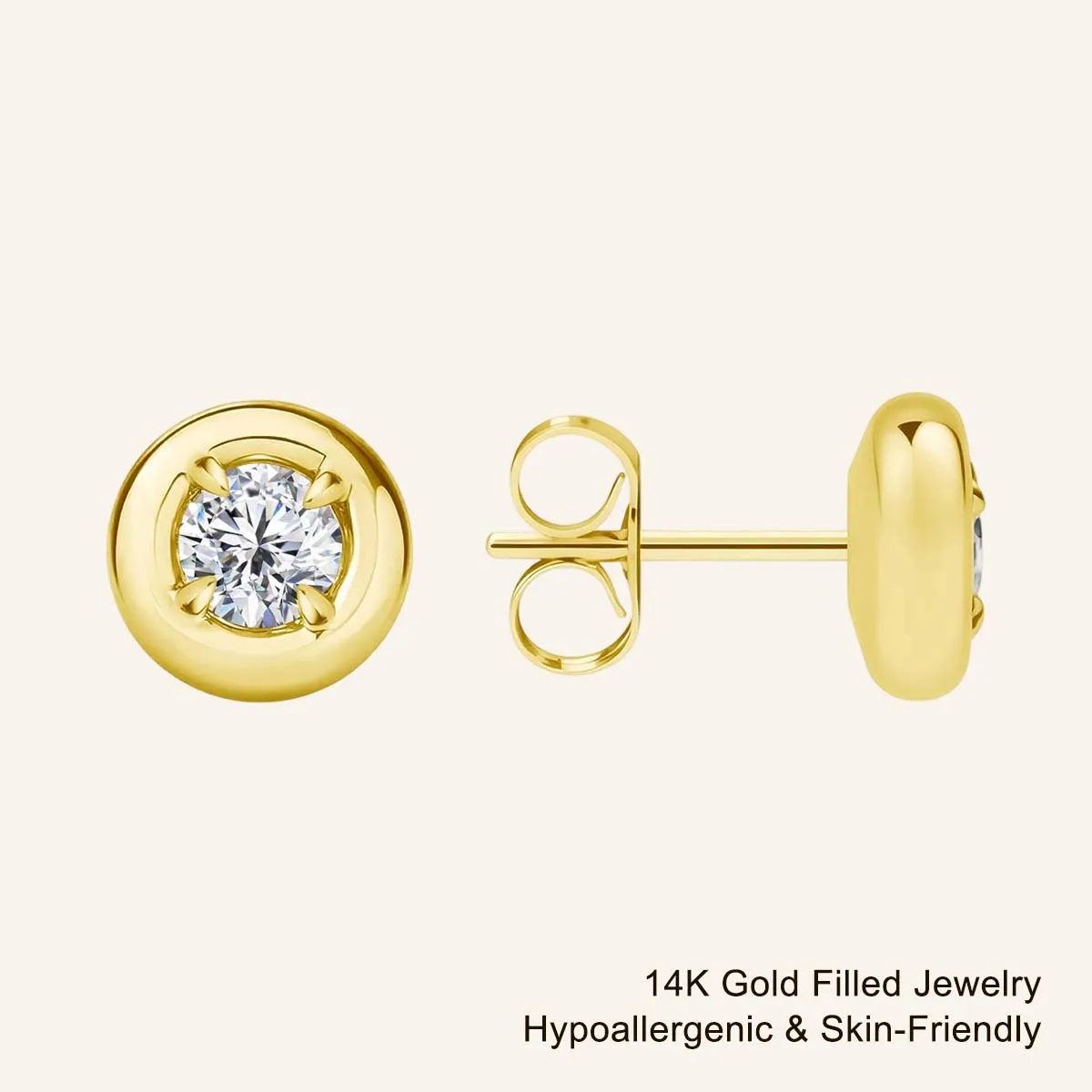 

Minimalist 14K Gold Filled 0.5ct Round Bubble Moissanite Stud Earring Daily Wear Office Party Durable Jewelry Gift for Women Men