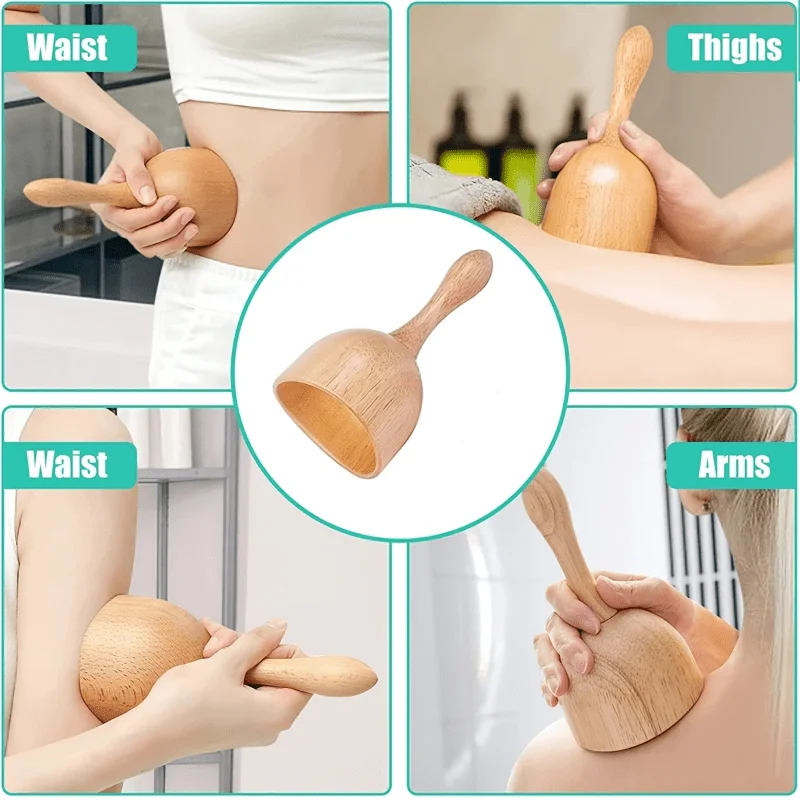 Wood Massage Cup with Handle, Manual Vacuum Wood Cupping Tool, Body Sculpting Massager, Natural Wooden Anti Cellulite image 6