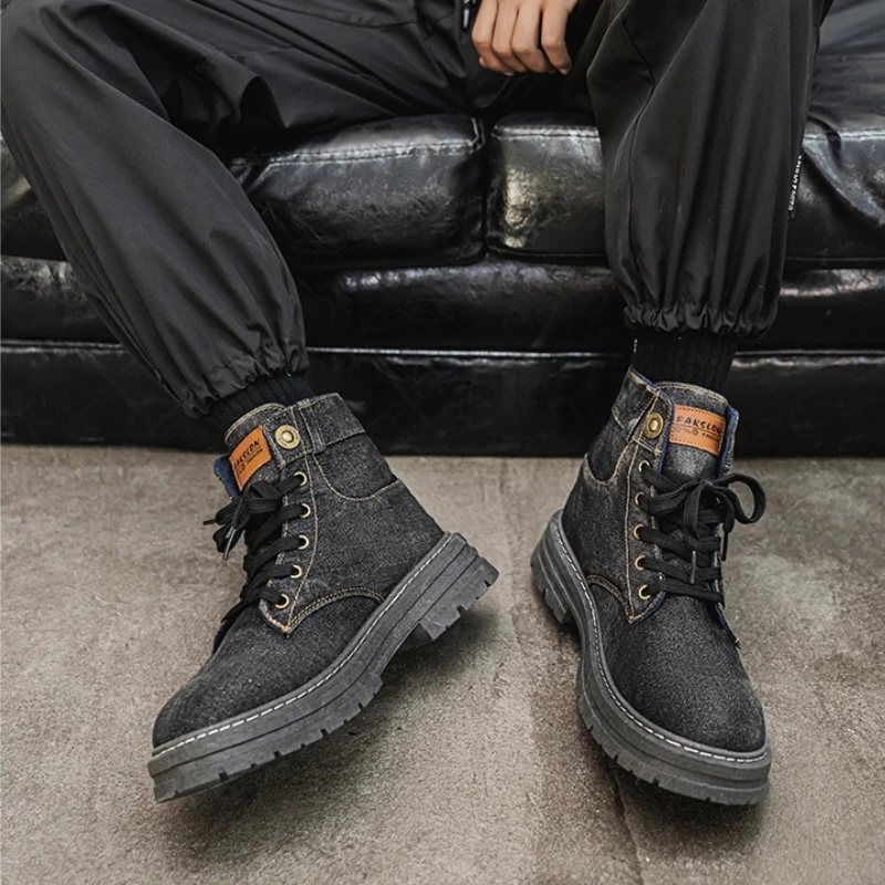 Large Size Men's Shoes Autumn Winter 2025 New Comfortable Height Increase Chelsea Boots Fashion Cross Tied Luxury Cowboy Boots