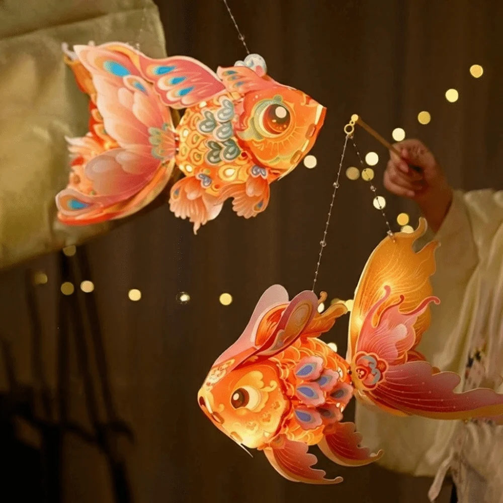 

New DIY Material Package Koi Lantern Waterproof Plastic Luminous Hand-held Lantern Goldfish Lantern Photo Props