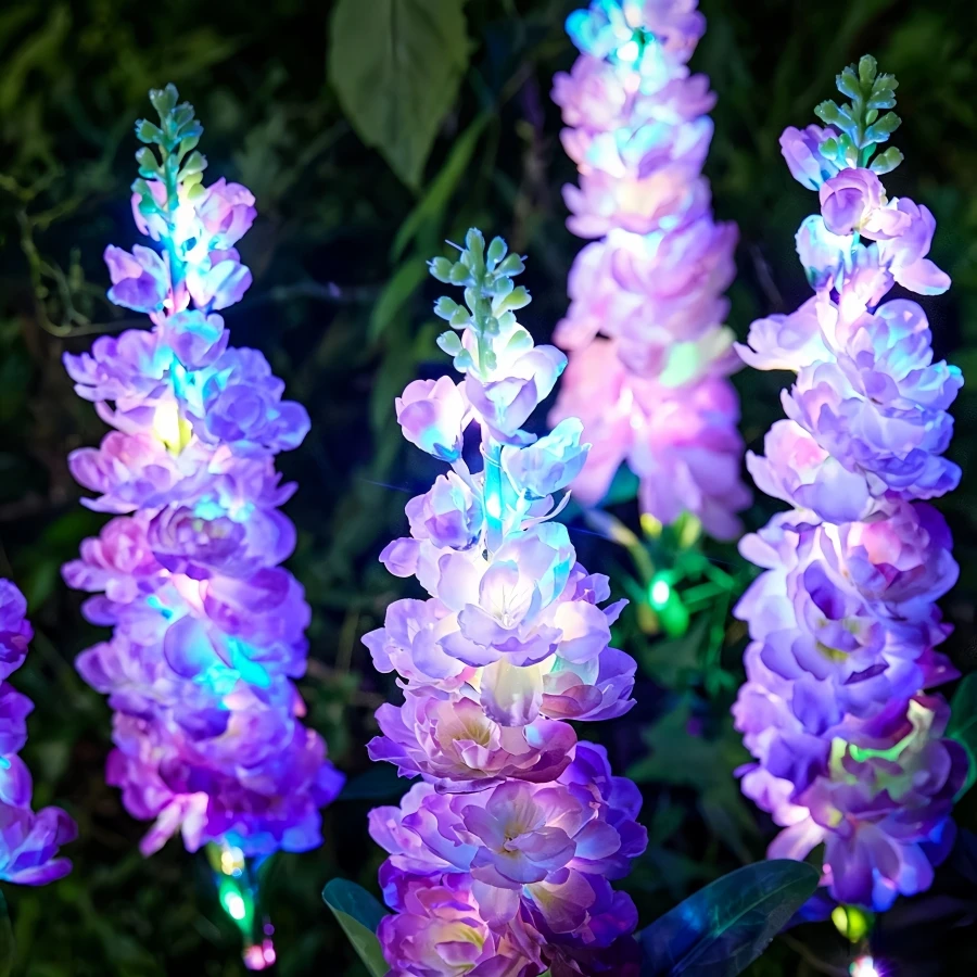 1/2 pièces de lampes solaires à piquet en forme de jacinthe, lumières de jardin colorées étanches pour l'extérieur, décoration pour jardin, cour, balcon, terrasse, allée, parc