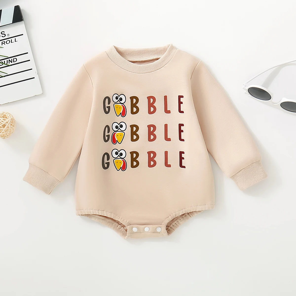 

Весенне-осенний комплект для младенцев унисекс: бежевый трикотажный костюм с принтом «Турция», с длинным рукавом, повседневный, свободного кроя