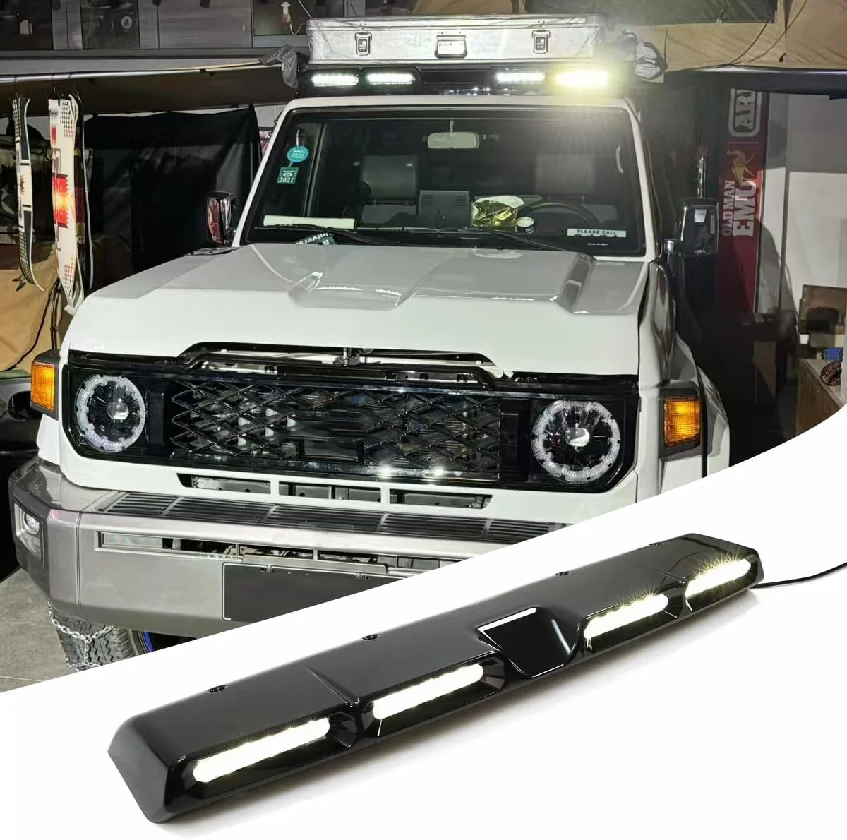 Front Spoiler Lamp Model Roof Top Light Bar with LED DRL Fits For Toyota Land Cruiser LC76 2024 2025