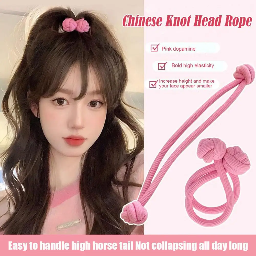 Chinese Knot Head Rope Soild Elastic Hair Rubber Bands Tie Accessories Ponytail Hair Rope Girls Women Headwear Headdress N0X2