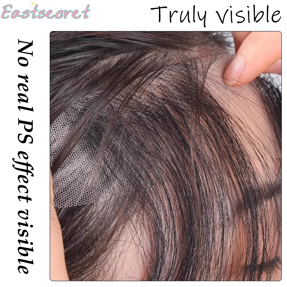 شعر بشري EASTSECRET مصنوع يدويًا بحواف من الدانتيل الأسود للنساء، قطع شعر طبيعية ناعمة لإكسسوارات خط الشعر الاصطناعية