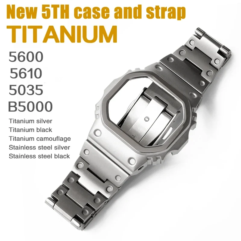 Titanium Case 5600 5610 GMW-B5000 5035 Mod Kit For Casioak Watch Metal Bezel And Strap G5600E GWB5600 GWM5610 DW5600 With Tools