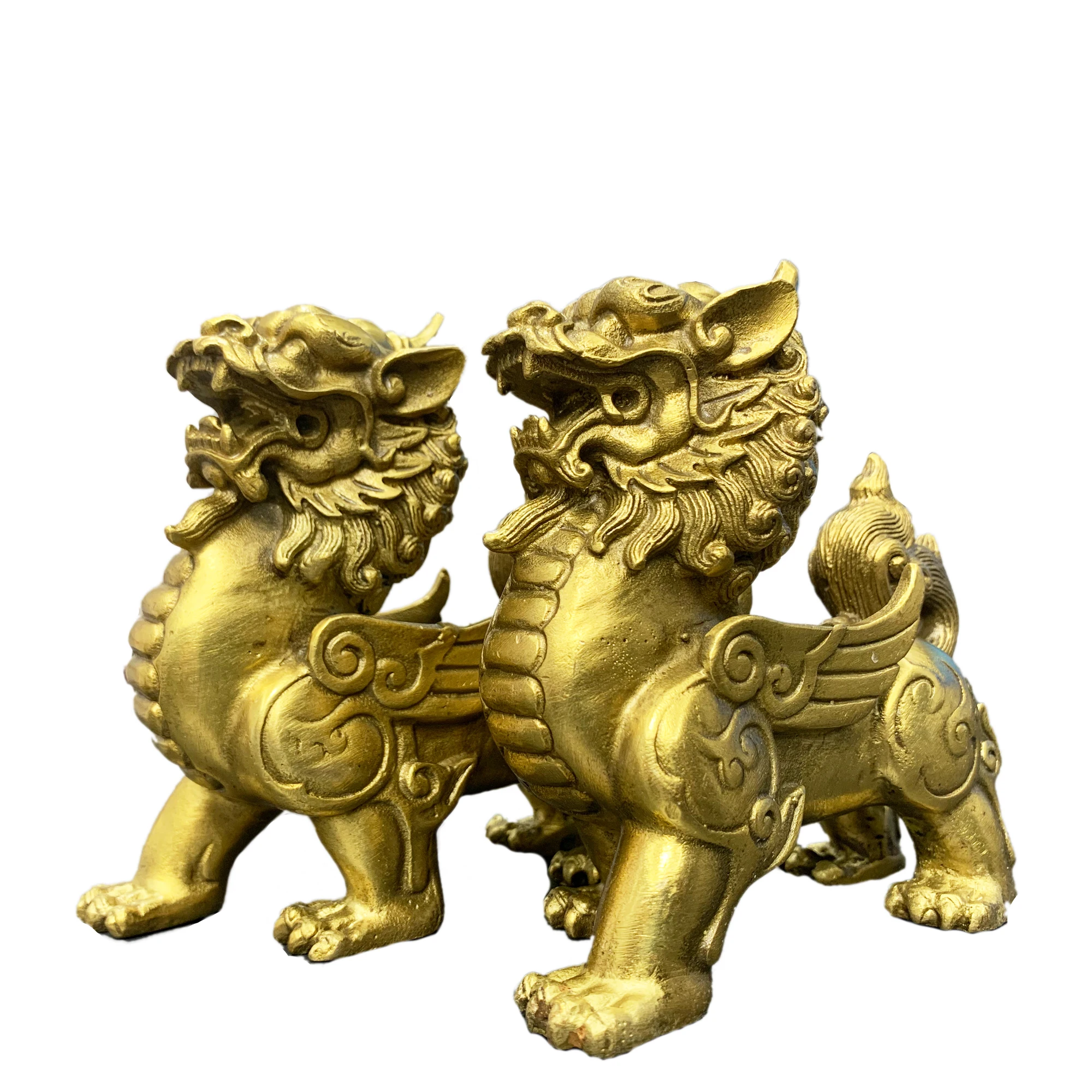 

Feng Shui Overlord Pixiu Brass Statue Chinese Home Decor Figurine Office Attract money and Good Luck Golden Sculpture