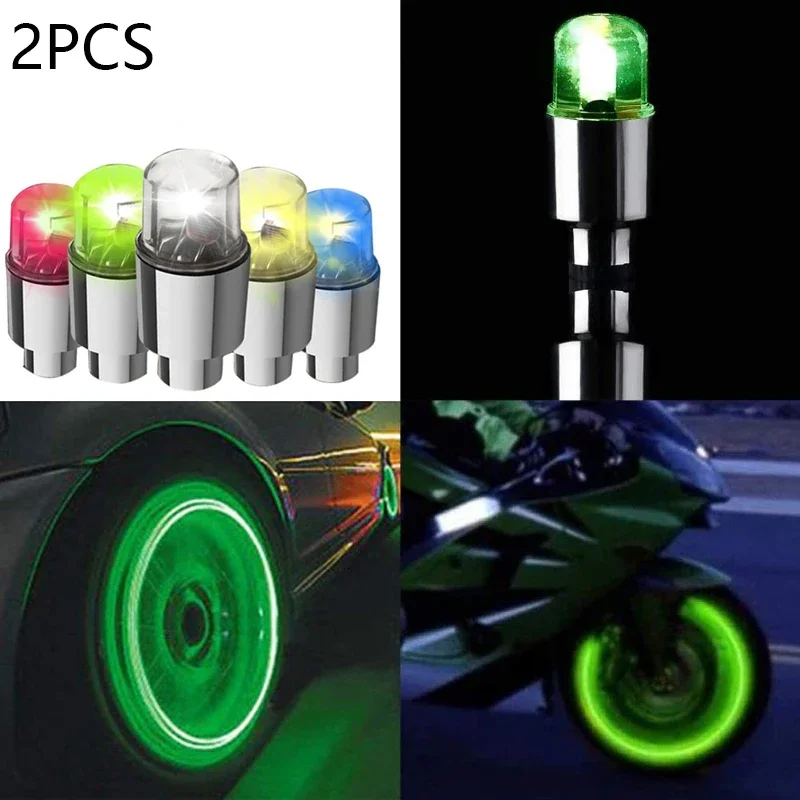 1/2/4PCS Bicycle Lighting LED Lights Tire Valve Cap Motorcycle Bike Wheel Led Light Flash Lamps Colorful Road  Bike Accessories