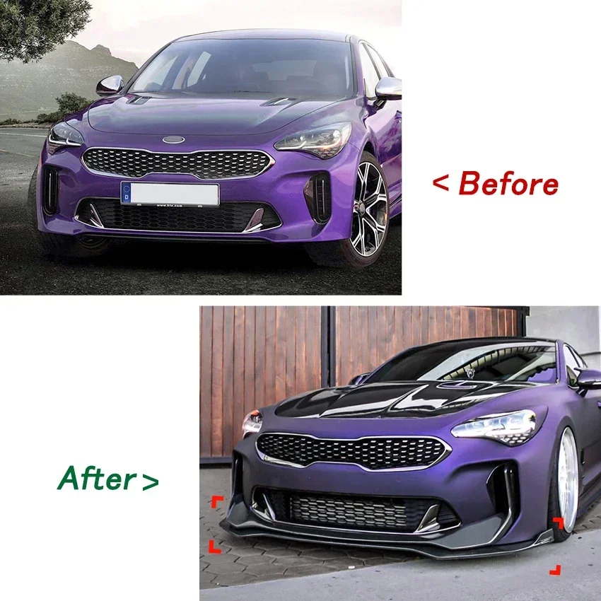 For Kia Stinger GT 2018-2023 Front Bumper Spoiler Lip Lower Body Kit Diffuser Splitter Tuning Guard Black Style Car Accessories view 2