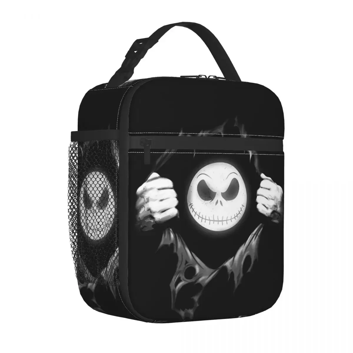 Custom Halloween Skull Jack Insulated Lunch Tote Bag Tim Burton Christmas Horror Movie Portable Cooler Thermal Bento Box