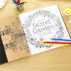 Libro de colorear de jardín secreto de tamaño pequeño para adultos, alivio del estrés, relleno pintado a mano, pintura de Mandala, juguete Montessori