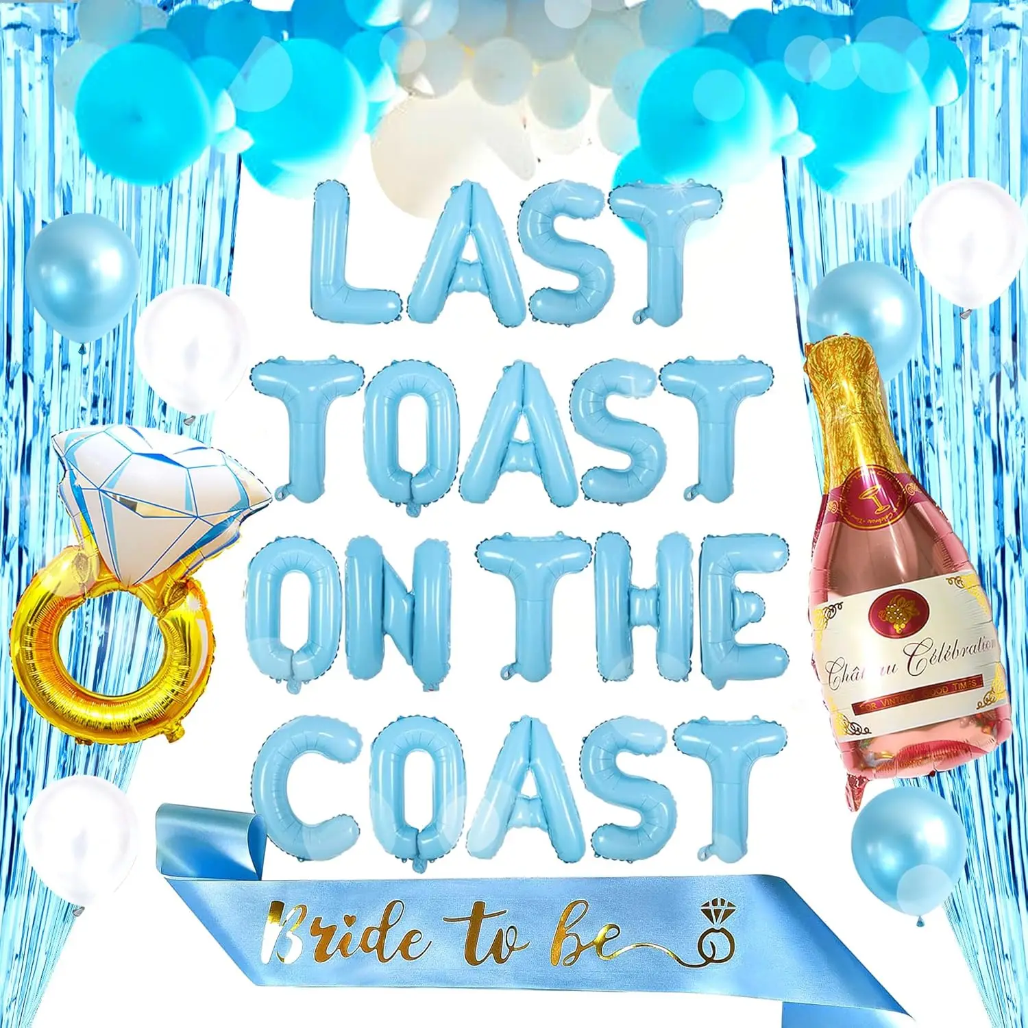 LaVenty Last Toast On The Coast Balloon Banner Beach Bach Balloon Beach Bachelorette Party Decorations