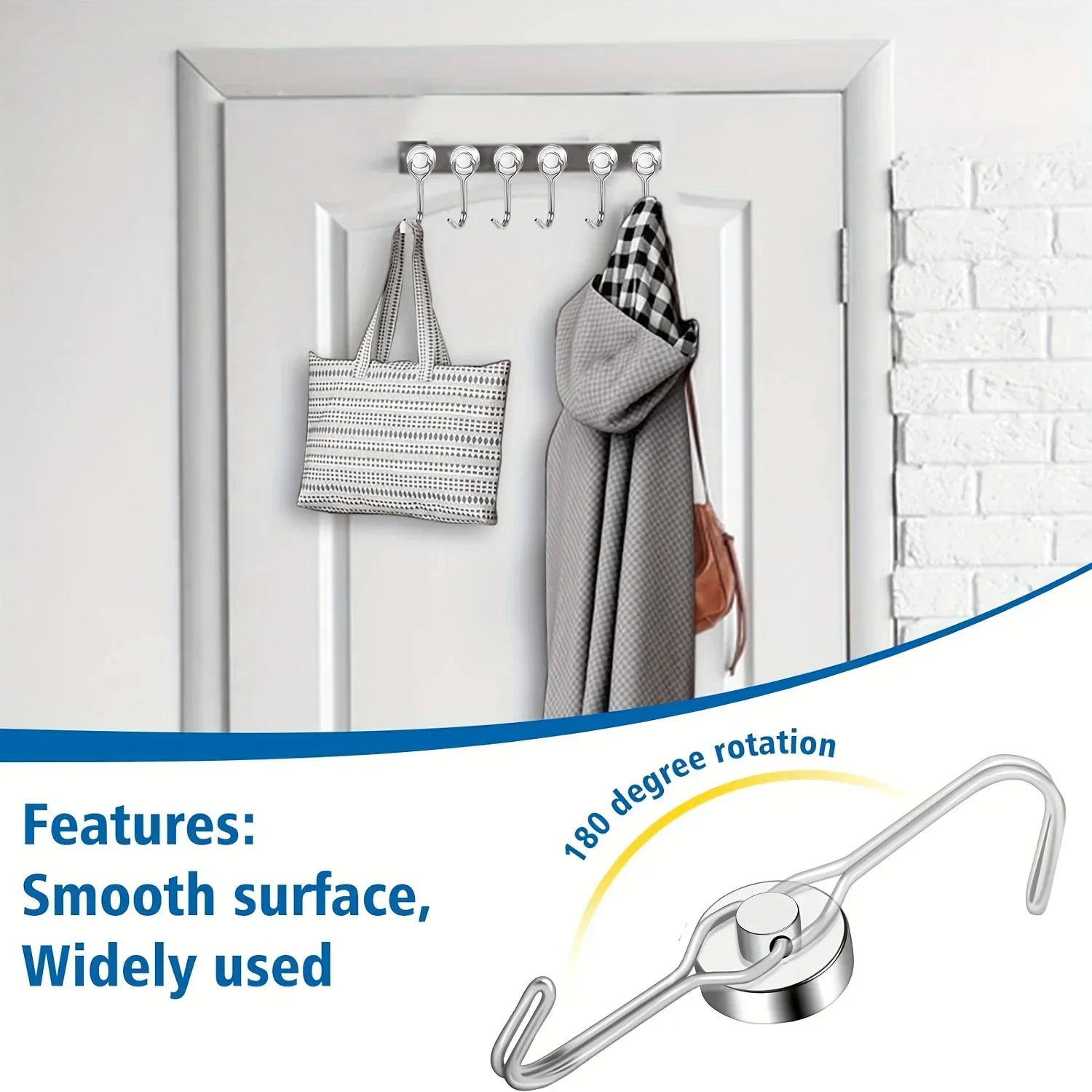 20 قطعة من الخطافات المغناطيسية السوداء كروز شماعات مغناطيسية للأرض النادرة من النيوديميوم، مغناطيس قوي للغاية مع خطاف للتعليق، R