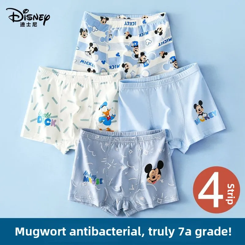 Disney Cartoon Mickey Cute Boys, Middle and Large Children Comfortable, Soft and Skin-friendly Cotton Boxer Antibacterial Briefs