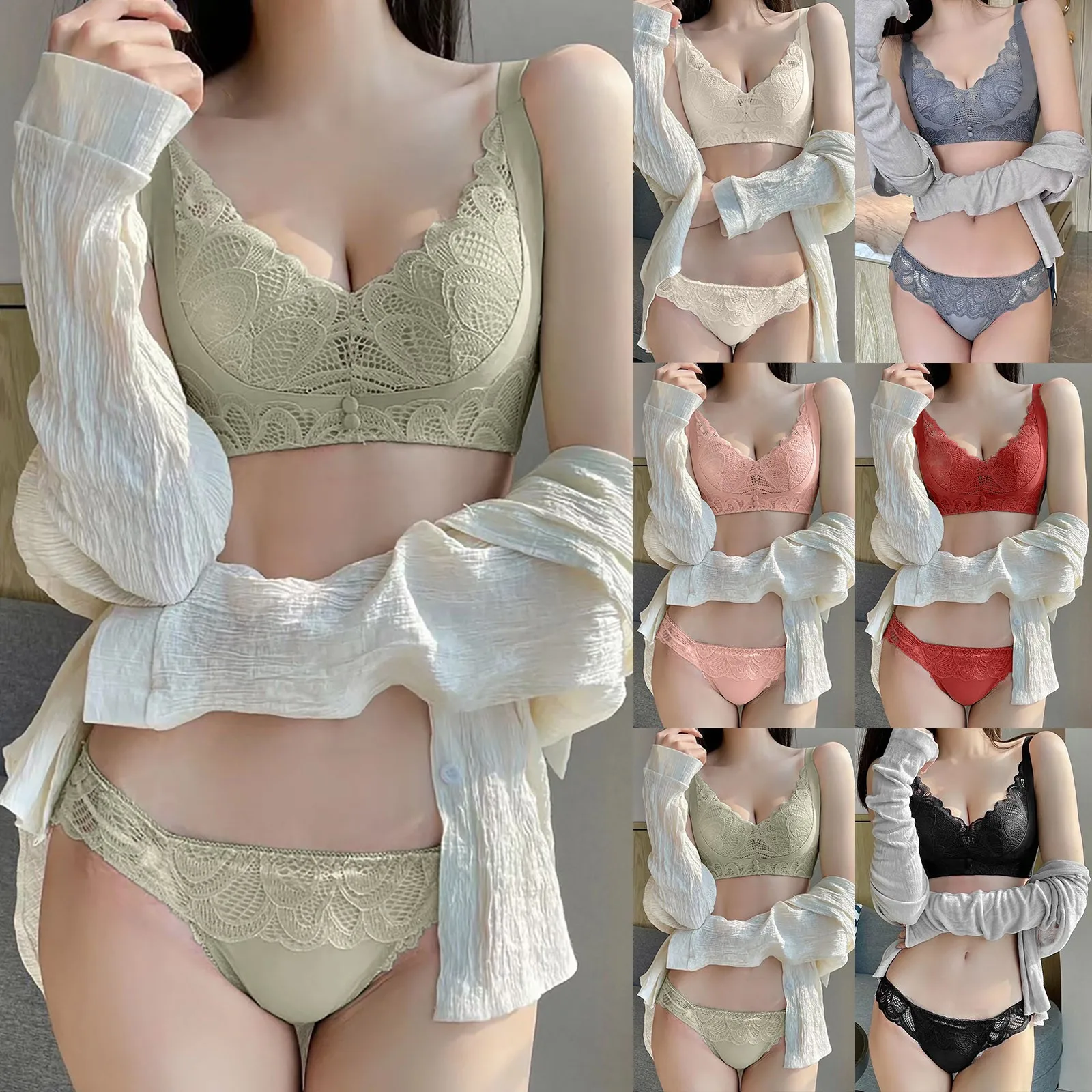 

Women'S Sexy Small Breast Collection Bra Set Lingerie Lace Thin Bra French Style Bralette Underwear Women Intimate Underwear