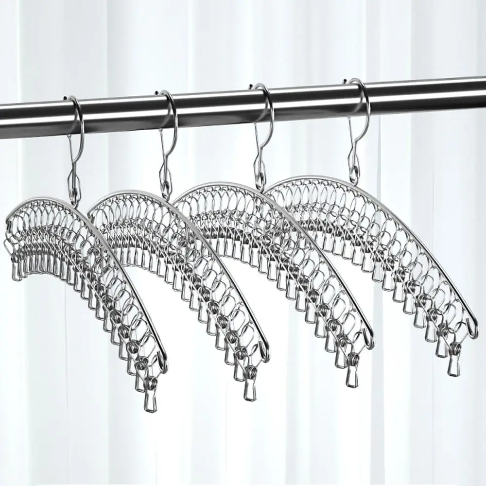 Windproof Stainless Steel Hanger Strong Support Space Saving Balcony Clothes Hanger Strong Clamping Force No Deformation