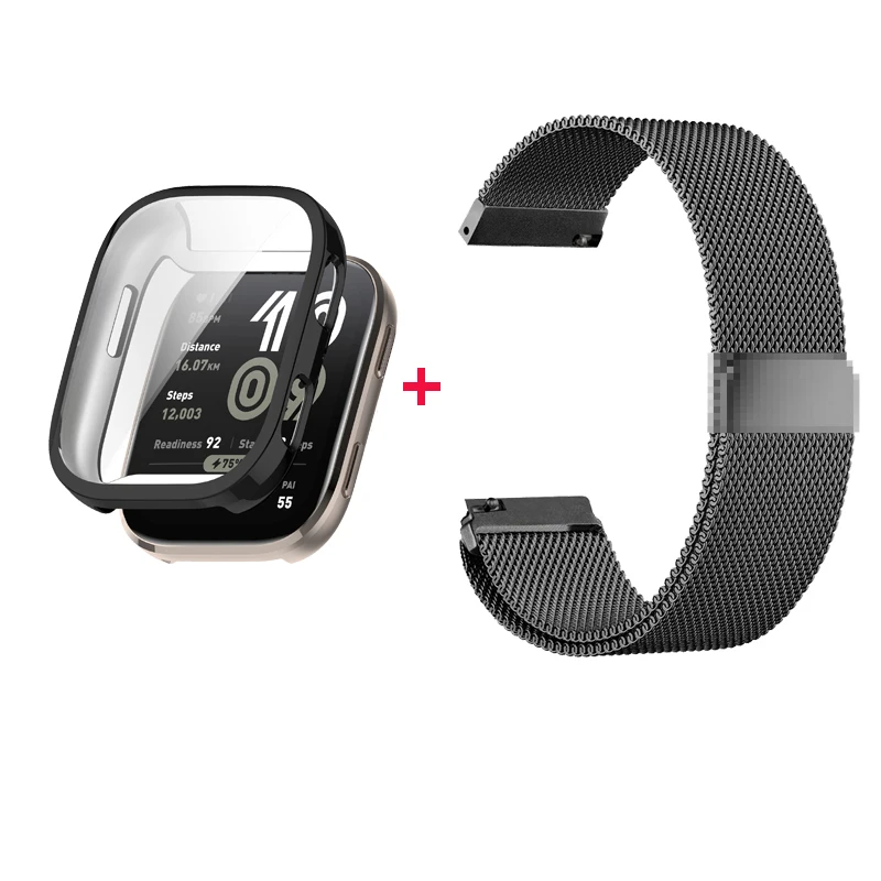 2 قطعة حزام معدني + حافظة ناعمة ل Huami Amazfit Bip 6 الفولاذ المقاوم للصدأ ميلانو حلقة سوار الأساور حزام