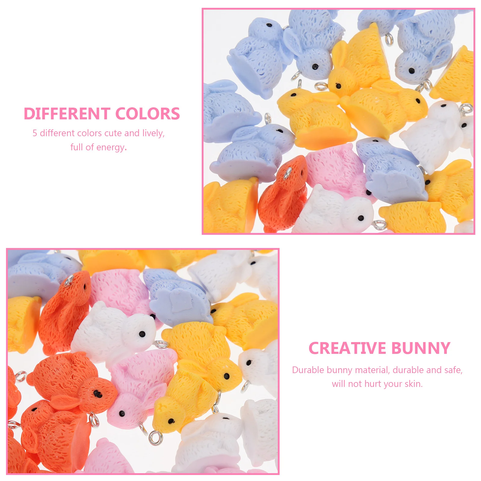 

50Pcs Resin Bunny Pendants DIY Jewelry Accessories Rabbit Charms Handmade DIY Earrings Bracelets Phone Charms Bunny Decor