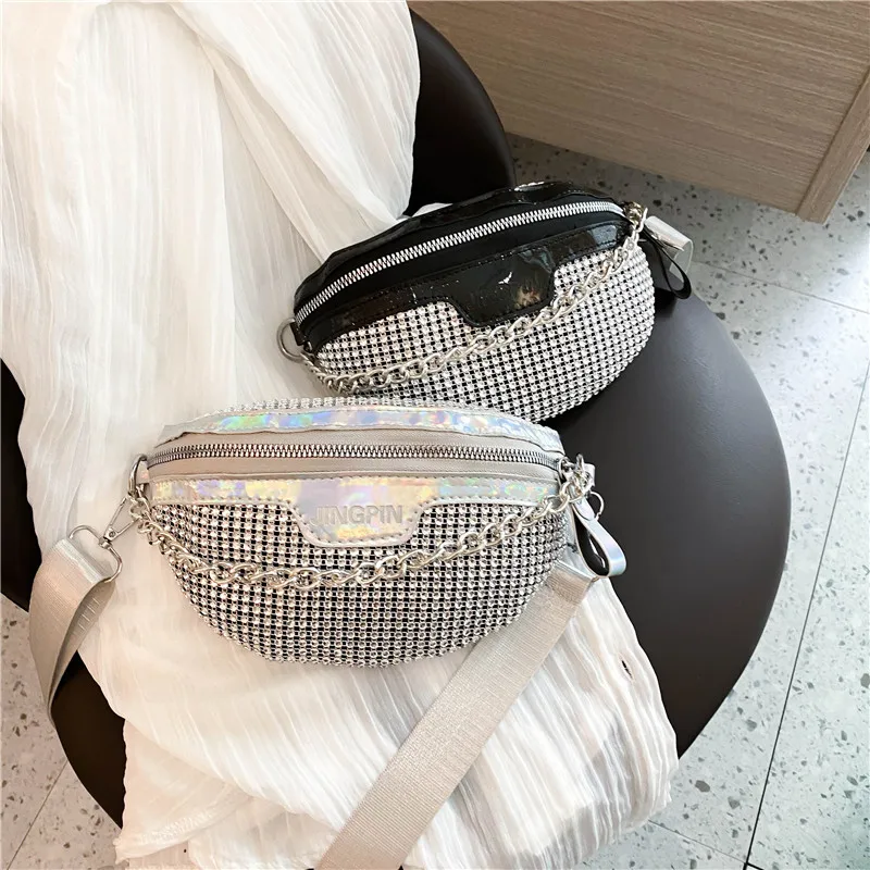 

2025 summer new Korean version of the unique chain with dazzling diamonds shoulder cross-body bag and sequined bag for women