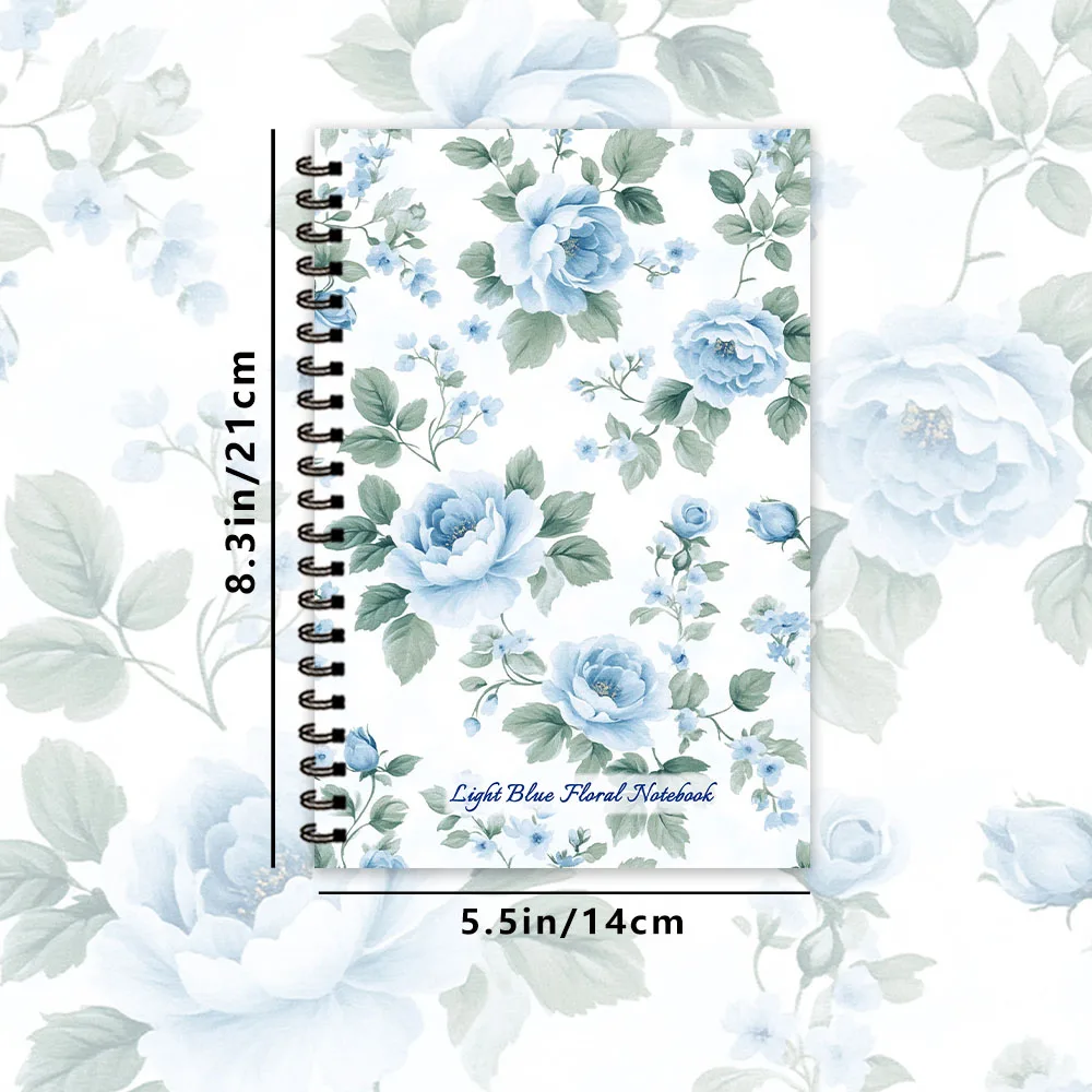 Notizbuch mit blauen Blumen, Tagebuch, unlinierte Seiten, ideales Geschenk zum Notieren, inspirierend für Männer und Frauen, perfekt für Studenten – Detail 1