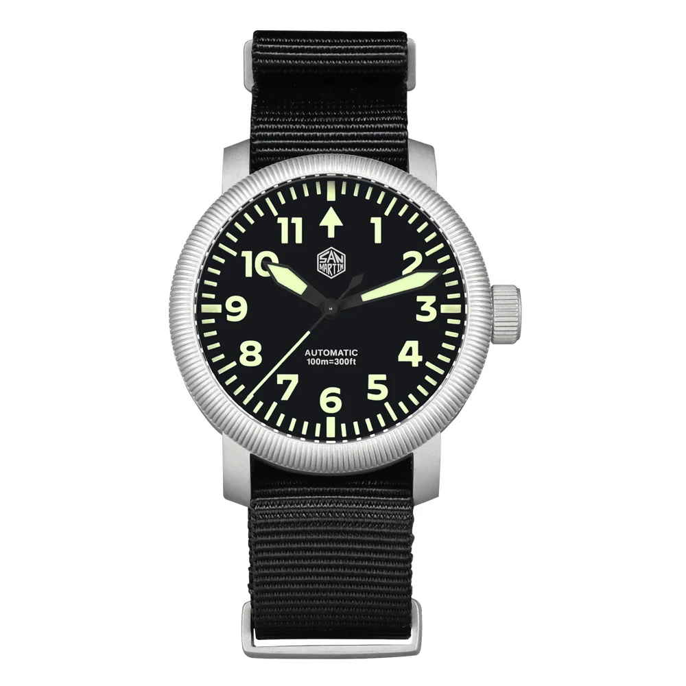 San Martin Neue 40mm Retro Pilot YN55 Automatische Mechanische Mode Einfachen Stil Männer Armbanduhr 100m Wasserdicht C3 Leucht SN0143 3