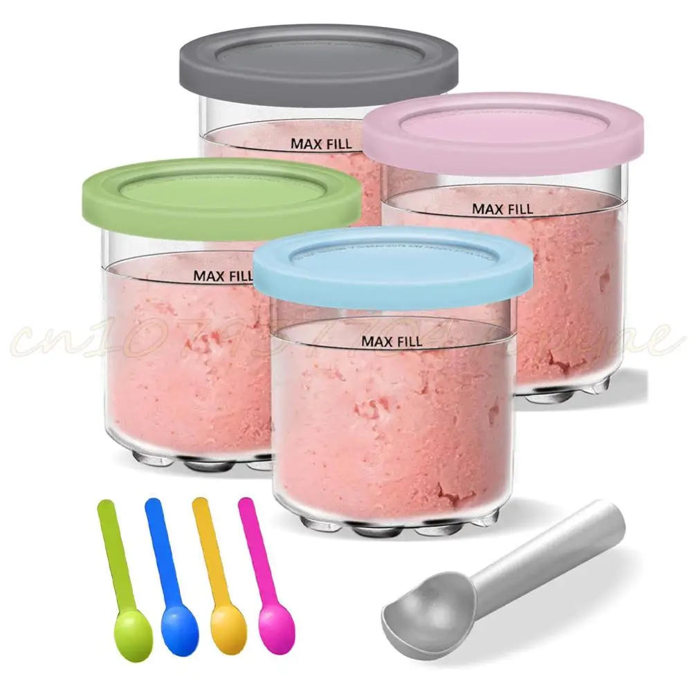 Ice Cream Pints Cup for Ninj NC299AM C300s Series Ice Cream Maker Cups Reusable 300ml Ice Cream Storage Jar Containers with Lid