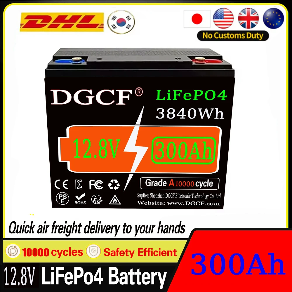 

12.8V LiFePO4 Lithium Battery 500Ah 6400Wh , Built-in 200A BMS, Rechargeable Battery, for RV/Camper, Solar, Marine, Overland