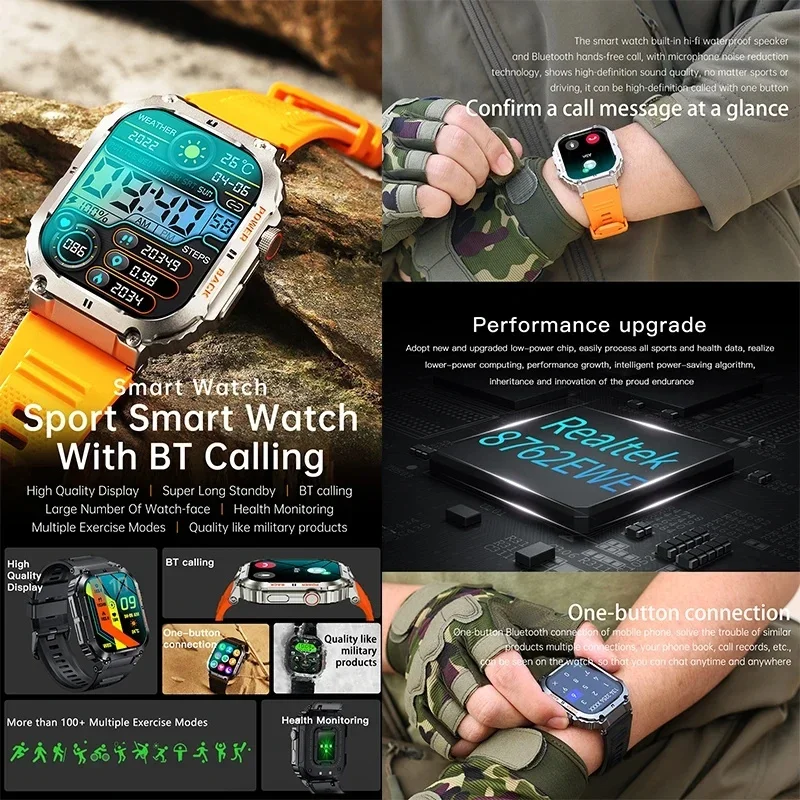 2024 K57 Pro Smartwatch for Men Bluetooth Call Outdoors Sport 400mAh Battery 1.96 IPS Screen Heart Rate Blood Pressure Monitor