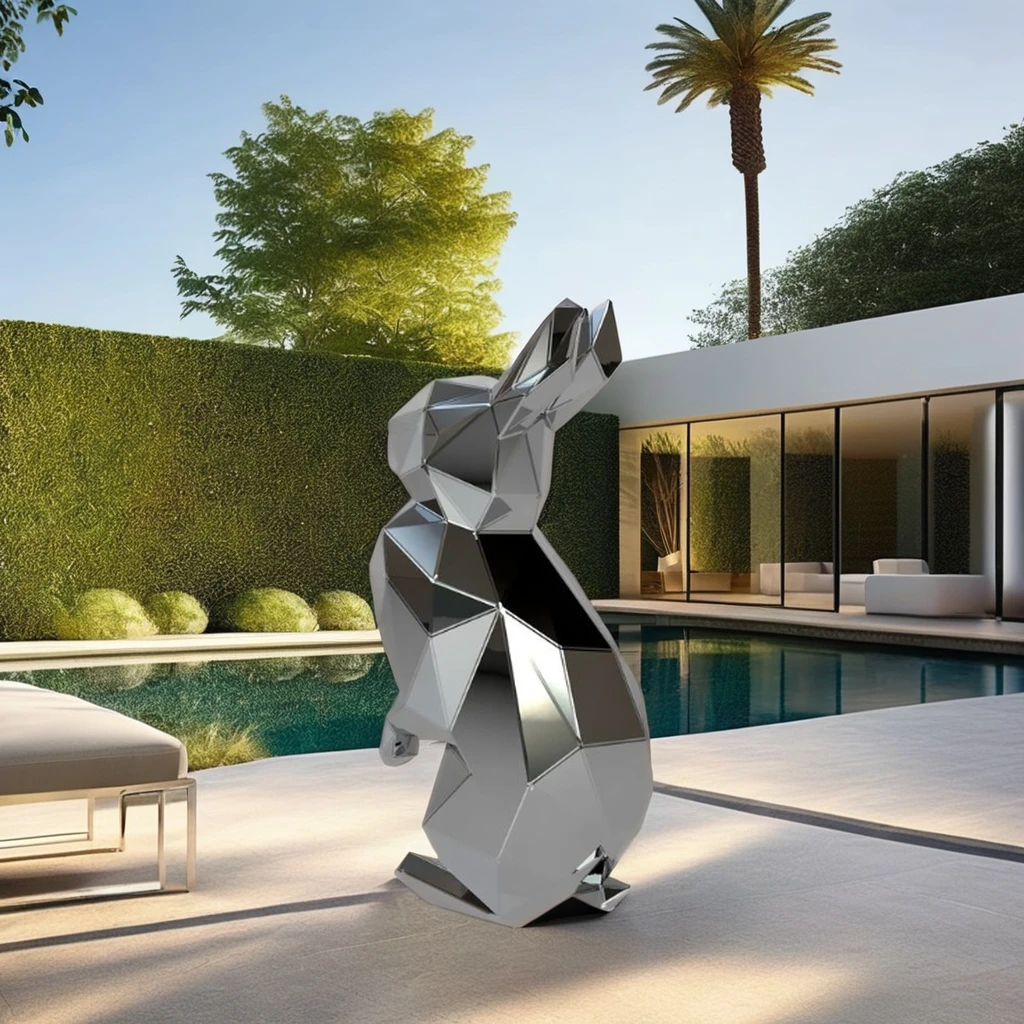 

Large Modern Sculpture Outdoor Statue Decoration Custom Stainless Steel Abstract Animal Rabbit Sculpture
