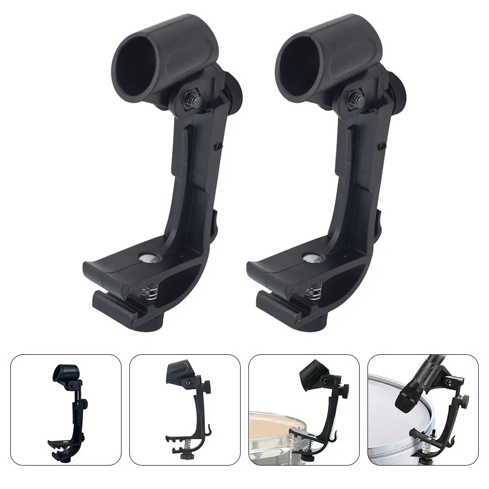 

2Pcs Microphone Drum Clamp with Adjustable Grip Fits Most Handheld Mics for Live Performance Recording ABS Drum Clip
