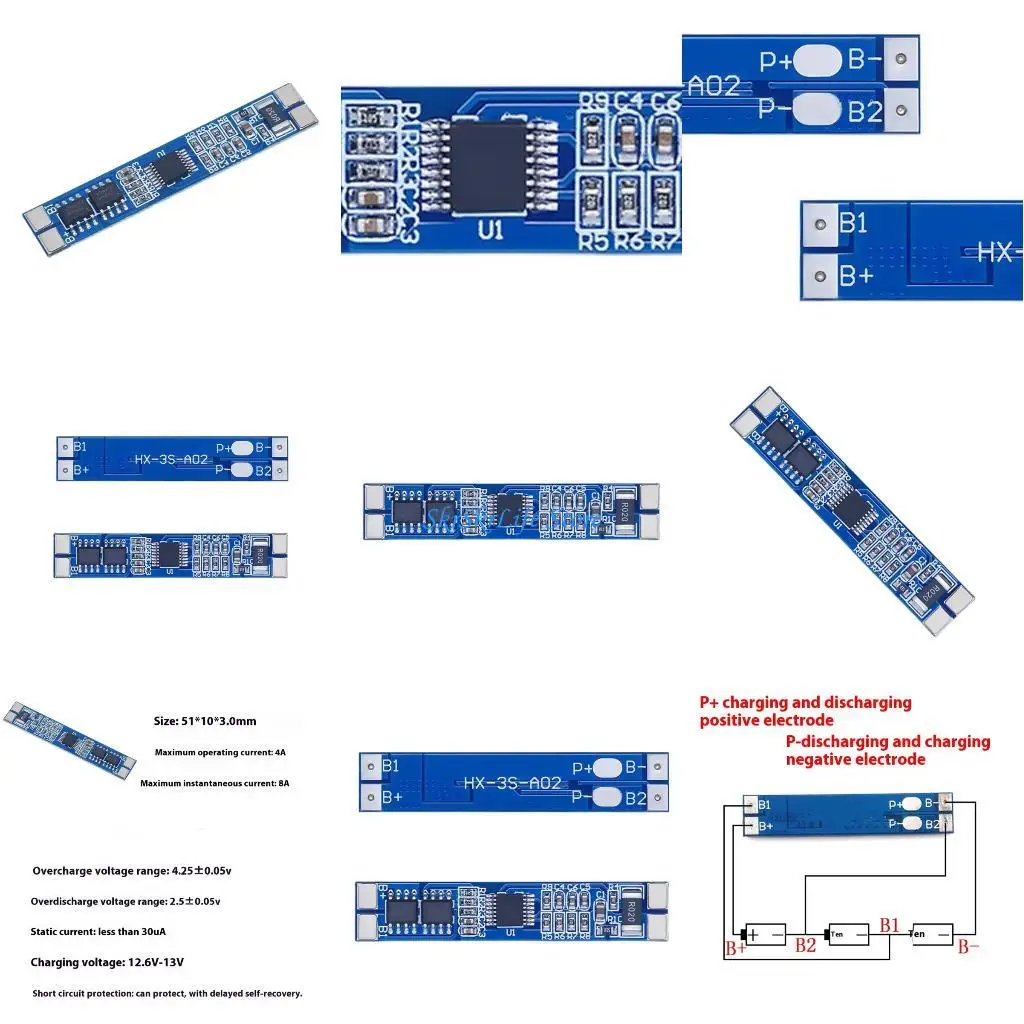 

E65E 3S 12V 18650 Lithiums Battery Board PCB For Solar Light Backup