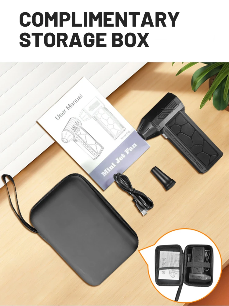 Handheld Brushless Motor 130000RPM With LED Light Violent Blower Mini Turbo Jet Fan Three Wind Speed 52m/s Industrial Duct Fan