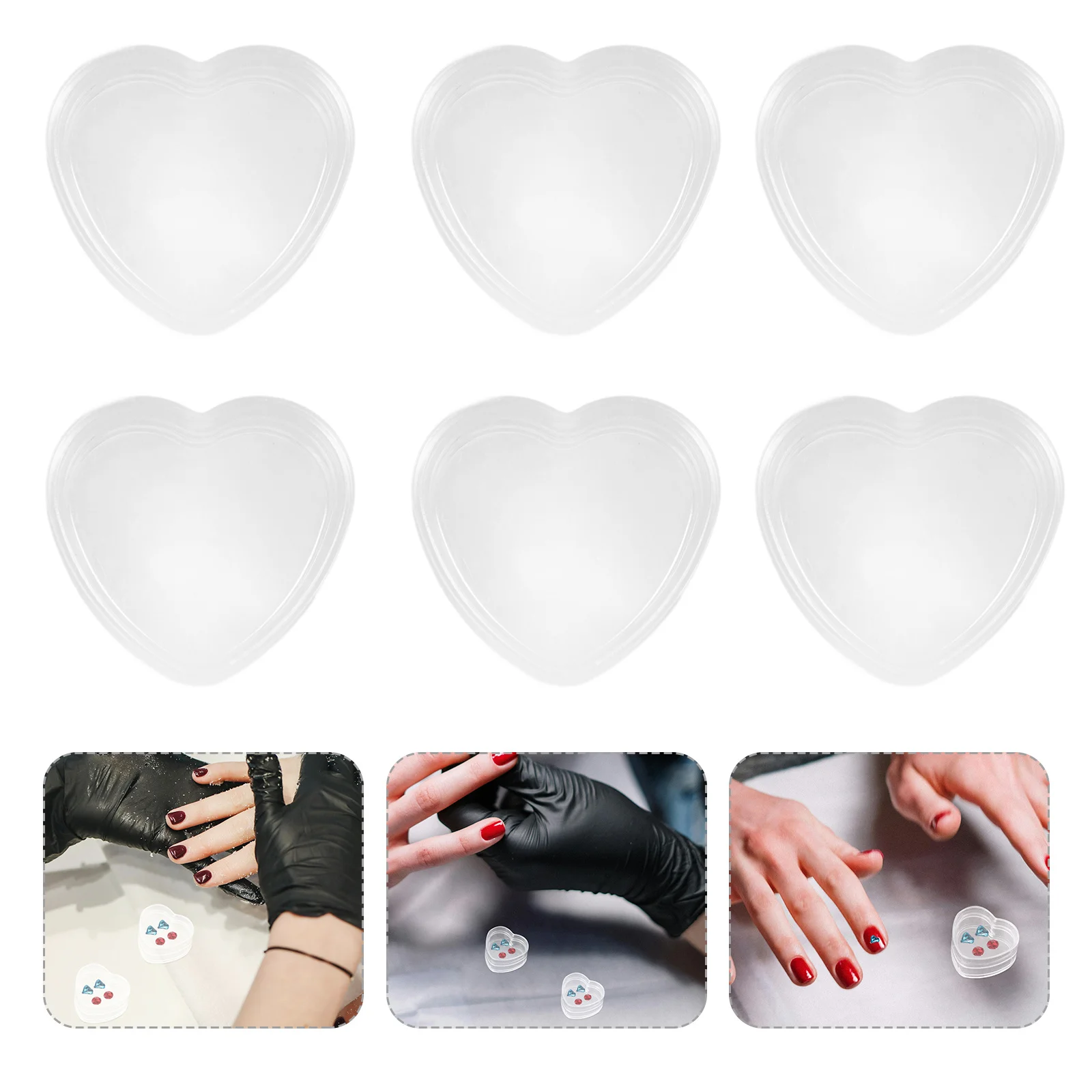 10 قطع من صناديق تخزين شفافة على شكل قلب، منظم شفاف لمستلزمات فن الأظافر، أجزاء صغيرة للمجوهرات، حاوية بلاستيكية للحرف اليدوية
