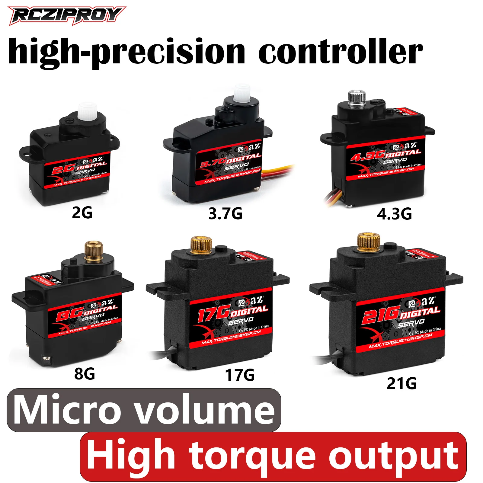 RCZIPROY 2g/3.7g/4.3g/8g/17g/21g Digital Servo High Precision Micro Servo for RC Car Boat Airplane servo motors