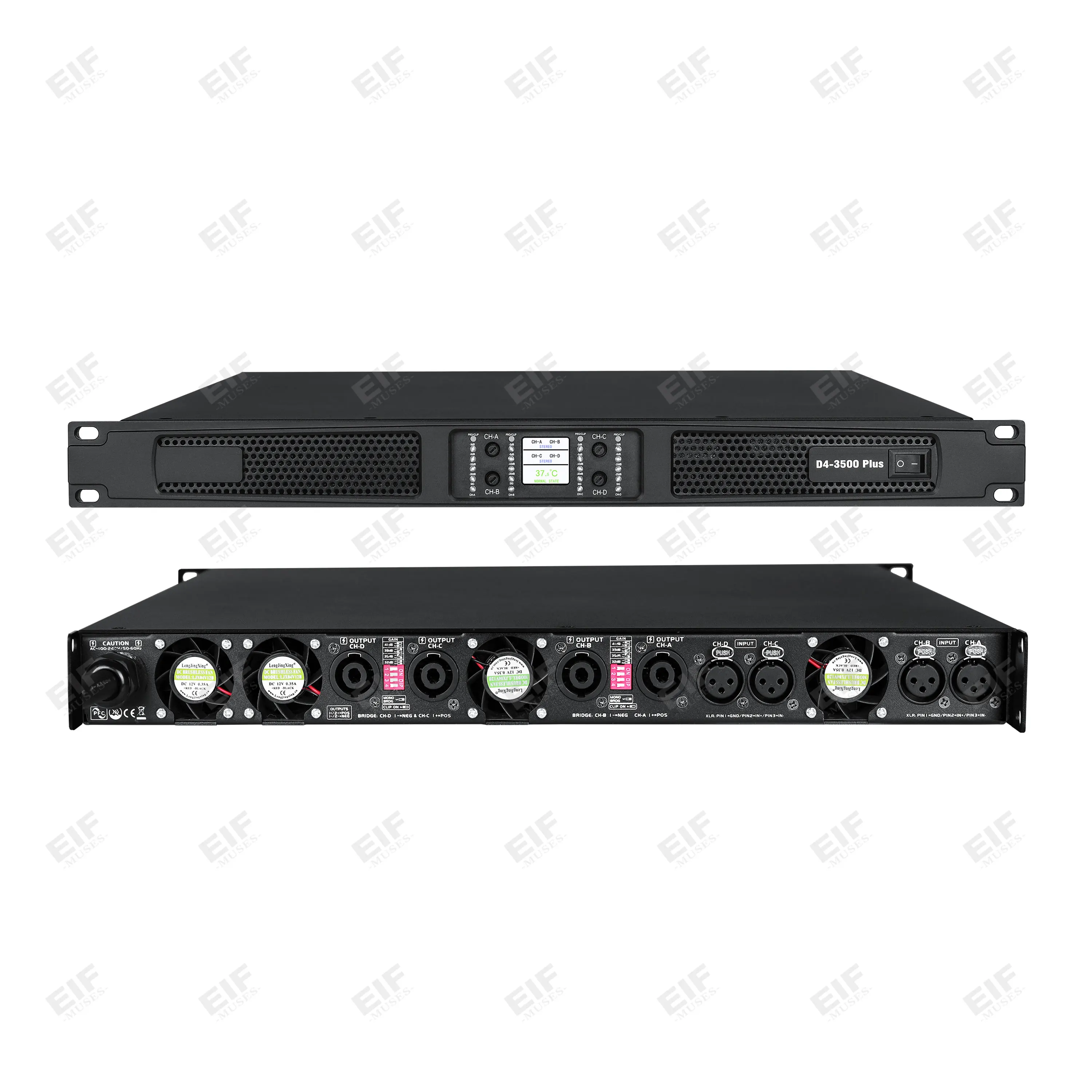 4 Channel Class D Amplifier Multi Power 1U Rack Stage Audio Power Amp