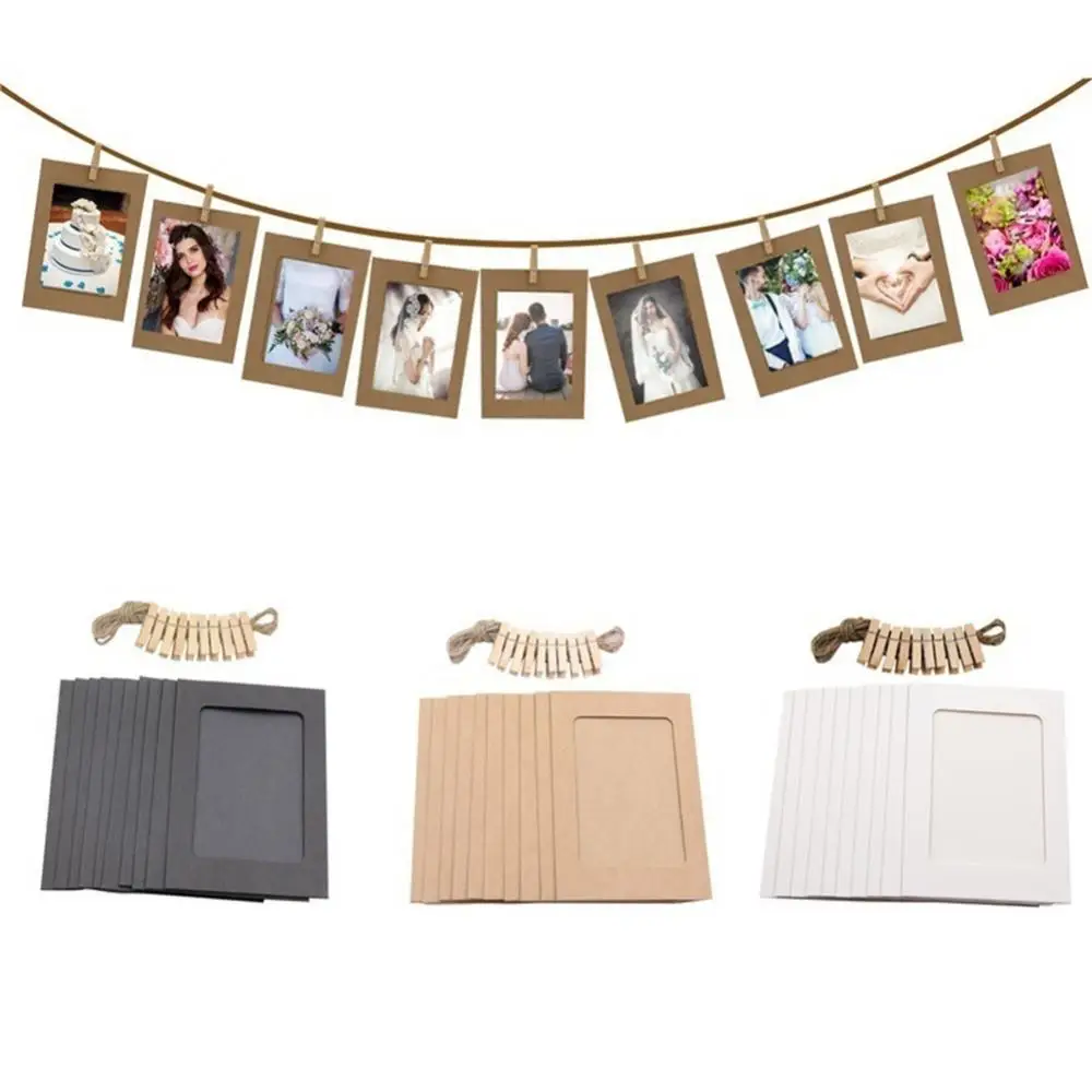 220cm 6 Inch Paper Photo Frame With Clips Picture Holder Baby Shower Birthday Party Decor Combination Paper Frame Home Album