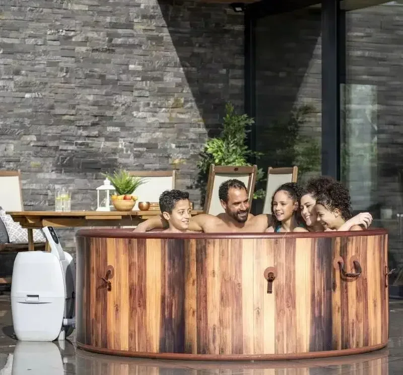 Inflatable Tub Jacuzzi , 208×65 cm,6 people,Portable Spa Pool Quick Inflating with Heater, Save Space PVC Outdoor Household