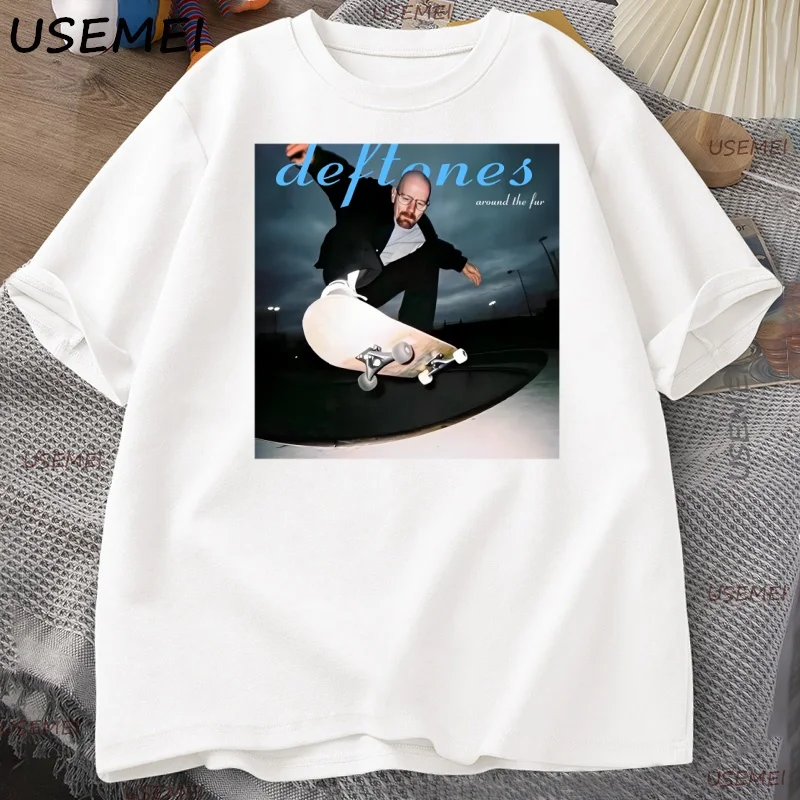 Walter White Breaking Bad Skateboarding T Shirt Men Funny Cotton Short Sleeve Deftones T-shirts Man Clothing Streetwear Clothes